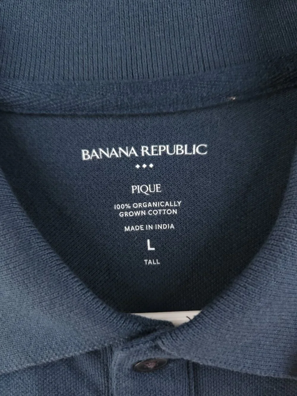 NWT Banana Republic Large Tall LT Blue Short Sleeve Pique Knit Polo Shirt Men